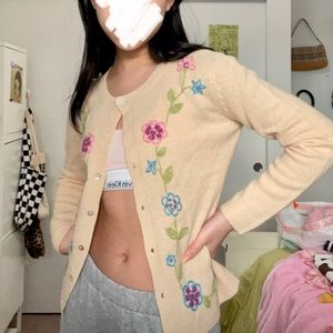 Grandma style cardigan cottagecore embroidered